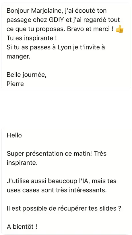 Messages après le passage de Marjolaine Grondin chez GDIY et une présentation