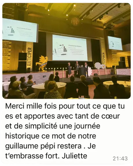 Message de remerciement après une conférence de Marjolaine Grondin
