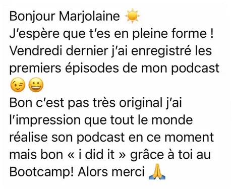 Message : les premiers épisodes d'un podcast enregistrés grâce au bootcamp