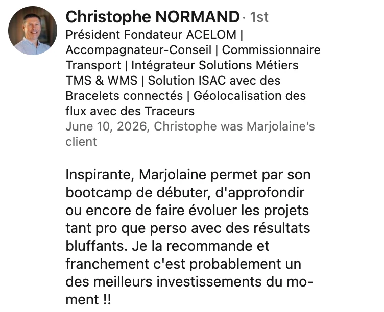 Recommandation LinkedIn de Christophe Normand