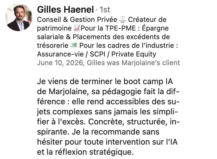 Recommandation LinkedIn de Gilles Haenel