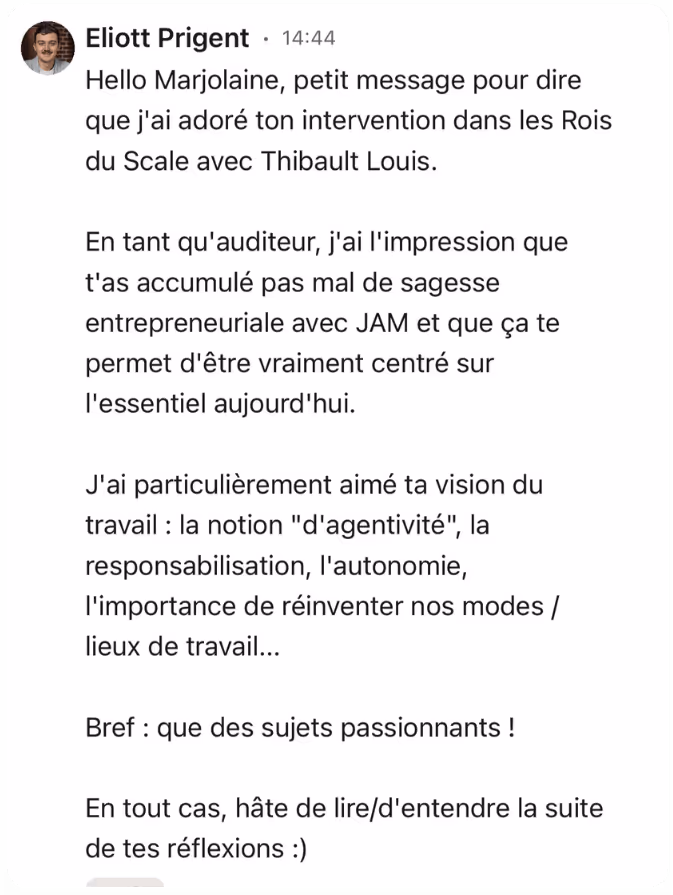Message d'Eliott Prigent après une intervention dans un podcast