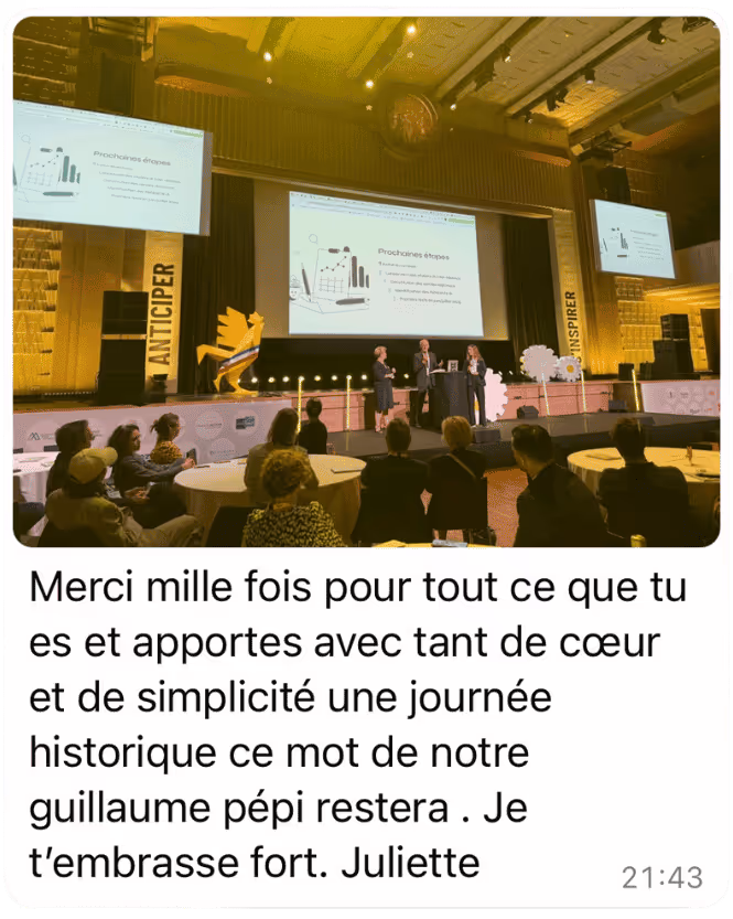 Message de Juliette après une journée d'atelier avec Guillaume Pépy